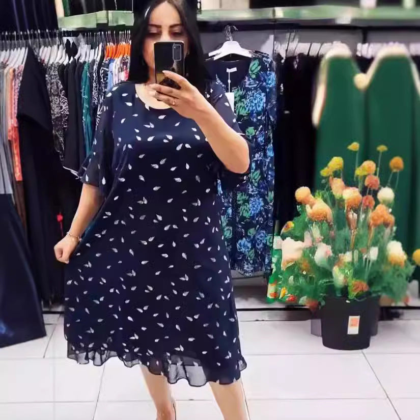Damen Luftiges Sommerkleid mit floralem Design und chiffonartigem Oberteil Drune