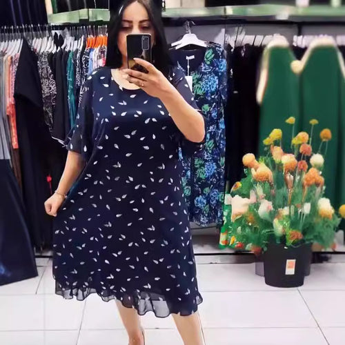 Damen Luftiges Sommerkleid mit floralem Design und chiffonartigem Oberteil Drune