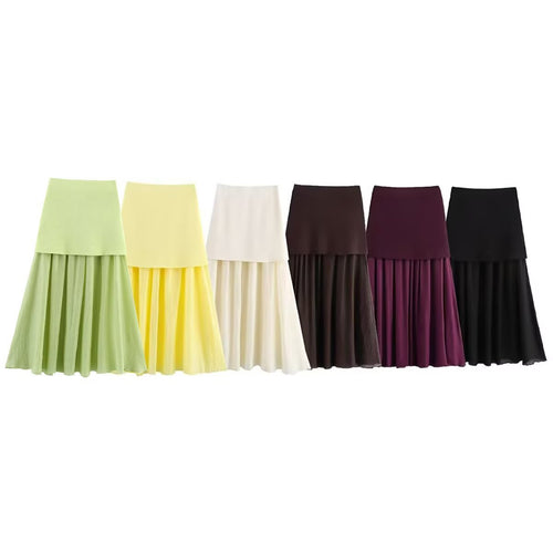 Damen Maxirock mit geschichtetem Design und eleganter Silhouette Drune