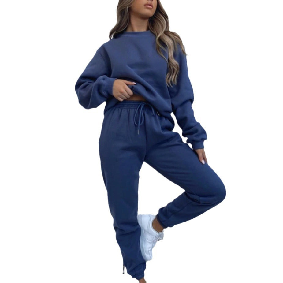 Damen nan weit geschnittenes Fleece-Freizeitset mit Sweatshirt und Jogginghose Drune