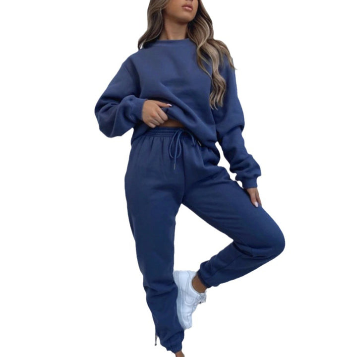 Damen nan weit geschnittenes Fleece-Freizeitset mit Sweatshirt und Jogginghose Drune