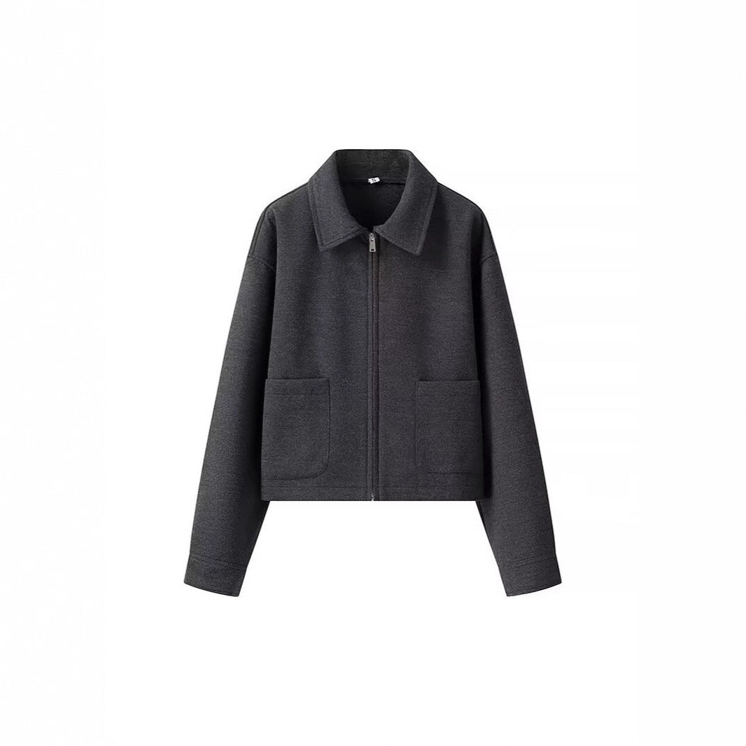 Damen lässige cropped Jacke mit praktischen Taschen und modernem Reißverschluss Drune