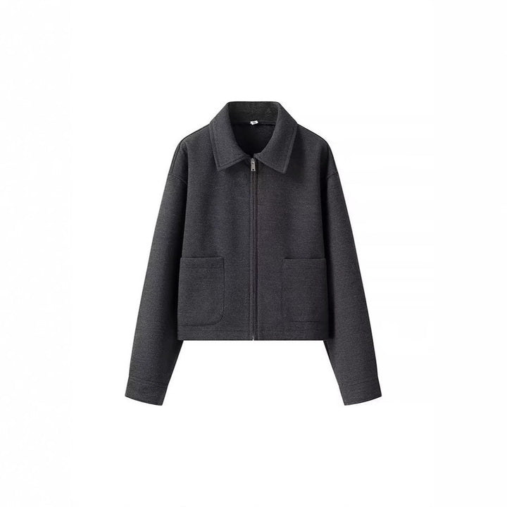 Damen lässige cropped Jacke mit praktischen Taschen und modernem Reißverschluss Drune