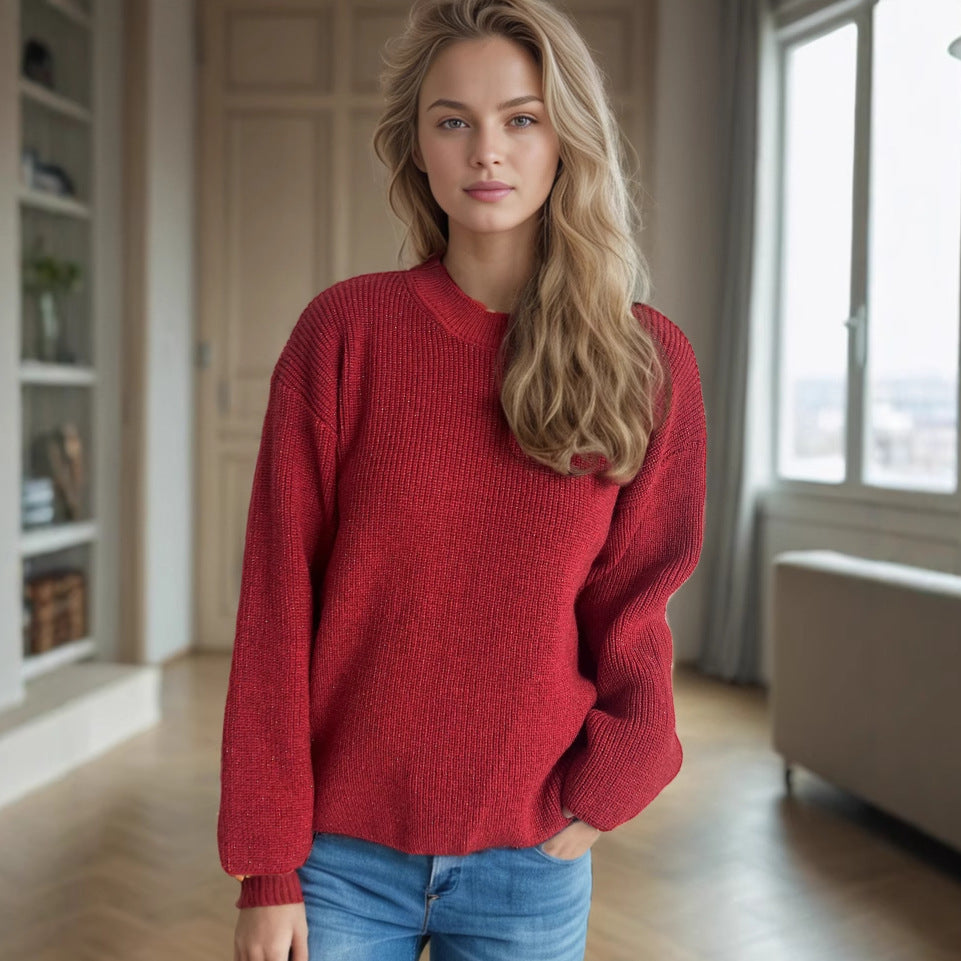 Damen lässiger Strickpullover mit großzügigem Schnitt und angenehmer Textur Drune