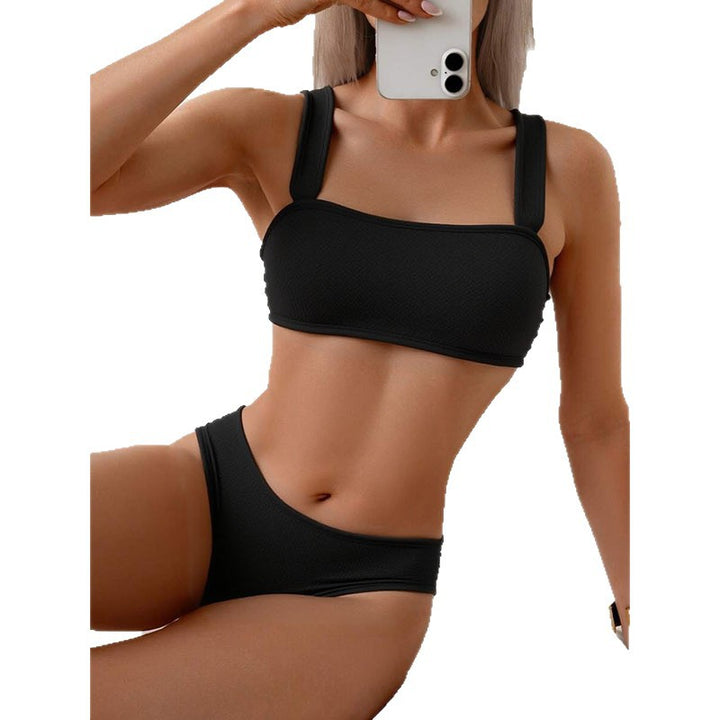 Damen Hochtaillierter Bikini mit quadratischem Oberteil und breiten Trägern Drune
