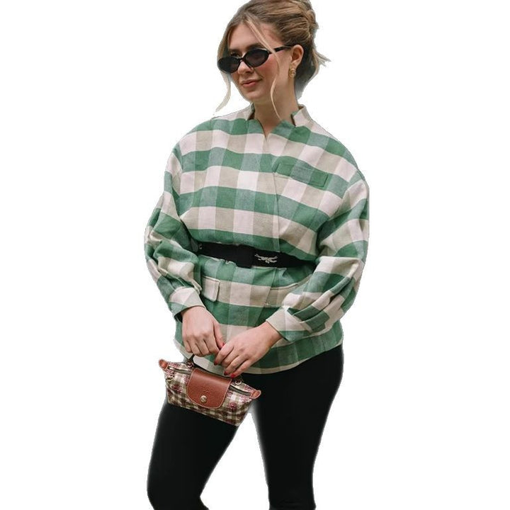 Damen Oversized Karomantel Drune