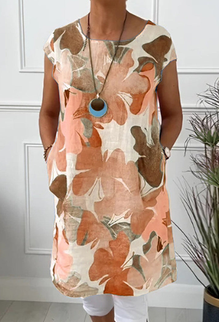 Damen Leichtes Strandkleid mit floralem Muster und Taschen Drune