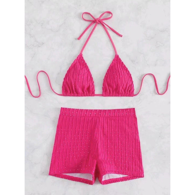 Damen Triangel-Bikini mit hochwertigem Rüschendesign und stretchy Shorts Drune