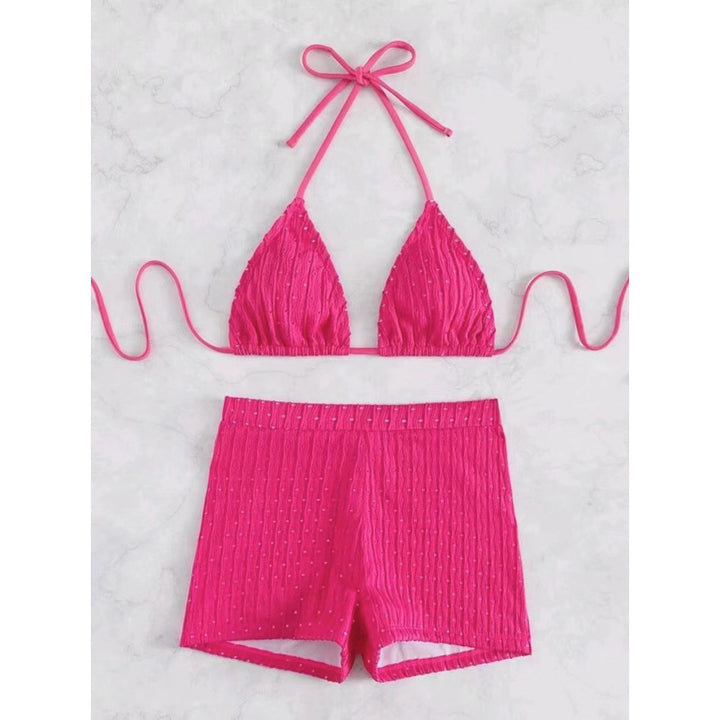 Damen Triangel-Bikini mit hochwertigem Rüschendesign und stretchy Shorts Drune