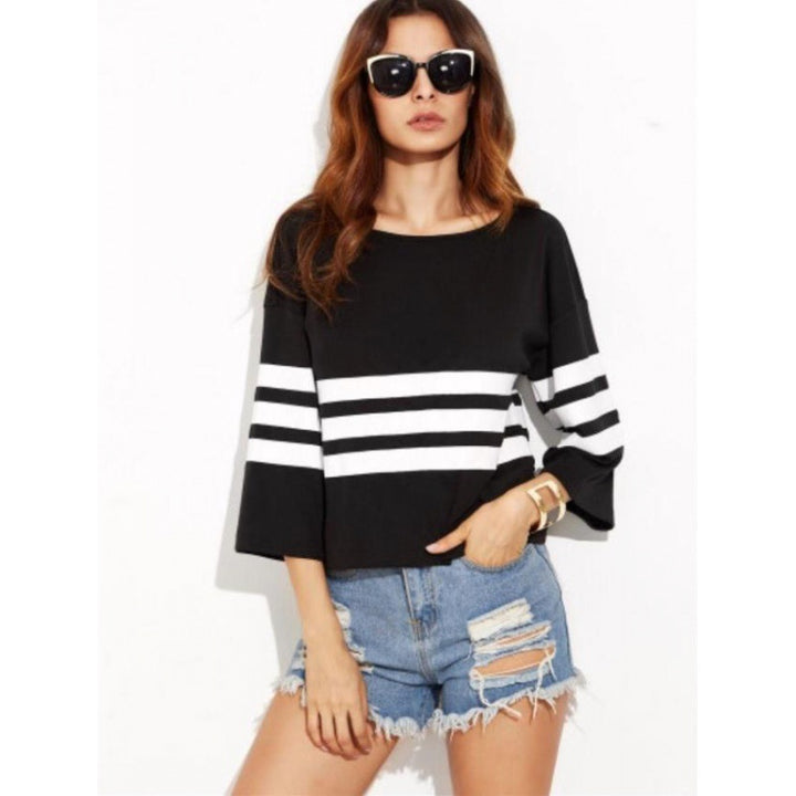Damen Freizeitpullover mit modischem Streifenmuster Drune