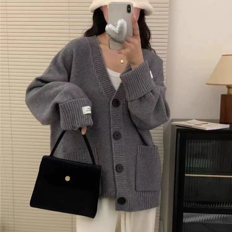 Damen Strickjacke mit lässigem Schnitt und großen Taschen Drune