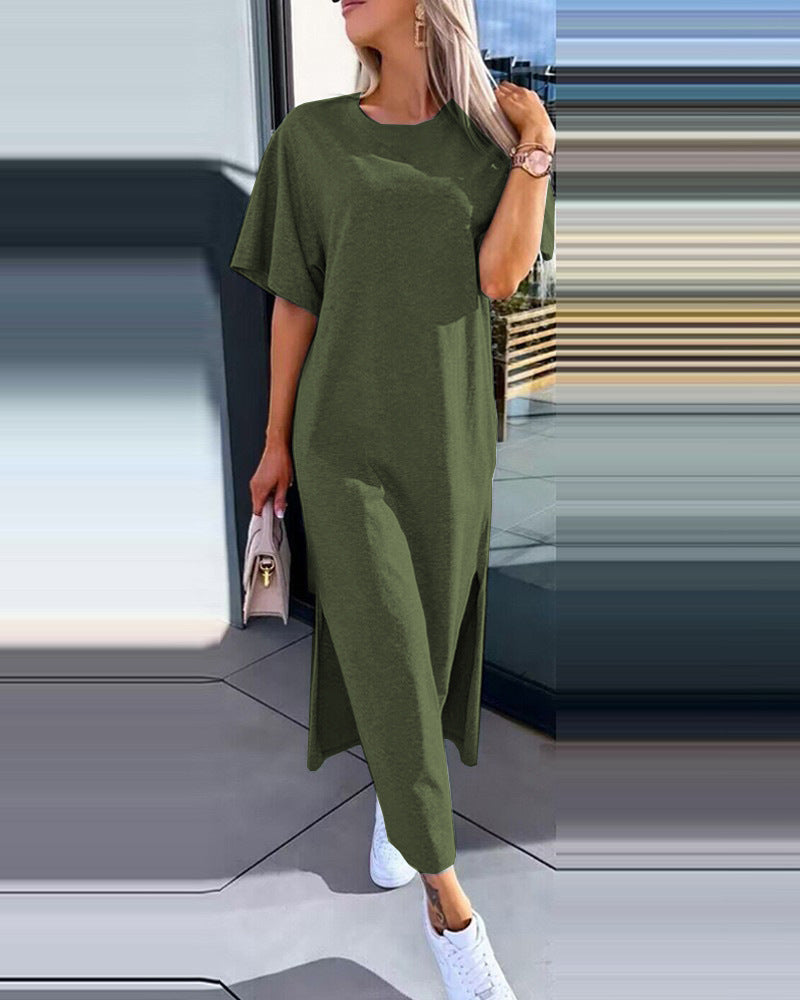 Damen Oversized Midi T-Shirt Kleid Drune