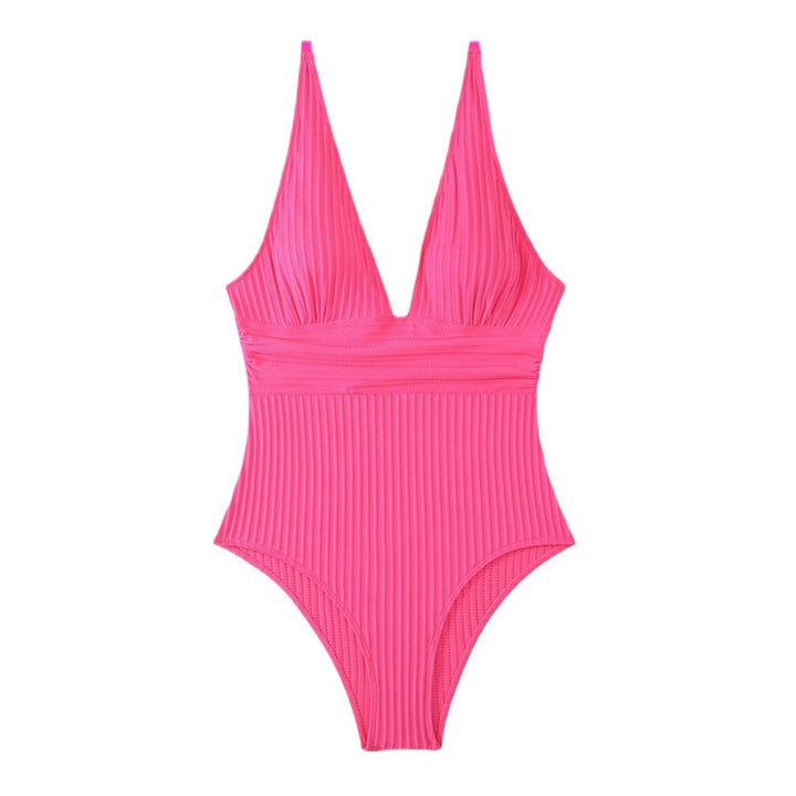 Damen Einteiler Badeanzug mit raffiniertem Rippendesign Drune