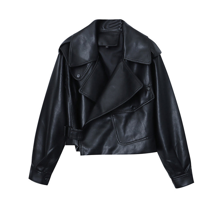 Damen Modische Bikerjacke aus Kunstleder Drune