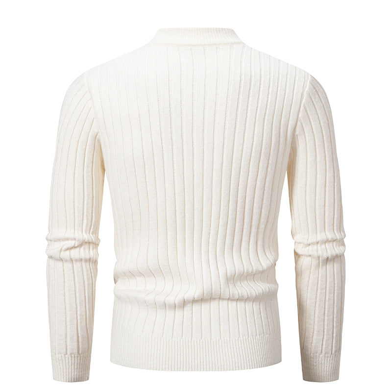 Herren eleganter Strickpullover mit modernem Zopfdesign und hohem Kragen Drune