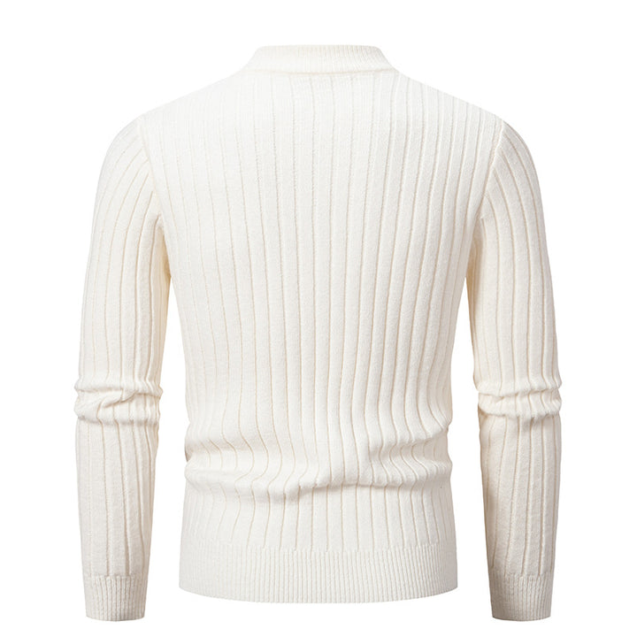 Herren eleganter Strickpullover mit modernem Zopfdesign und hohem Kragen Drune