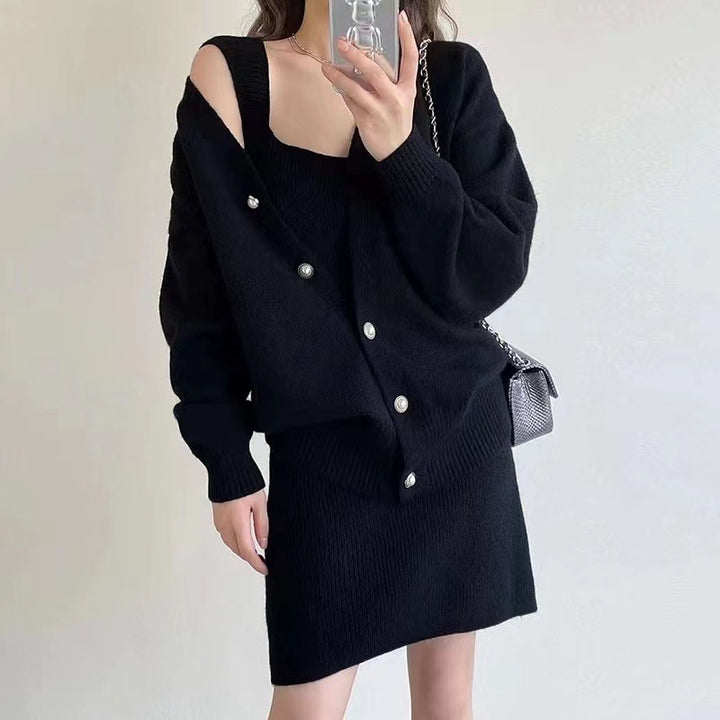 Damen Strickkleid im minimalistischen Design mit abnehmbarer Strickjacke Drune