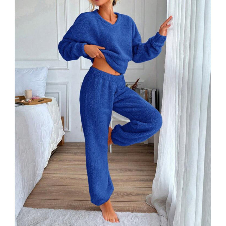 Damen Kuscheliges Fleece-Lounge-Set mit elastischem Bund Drune