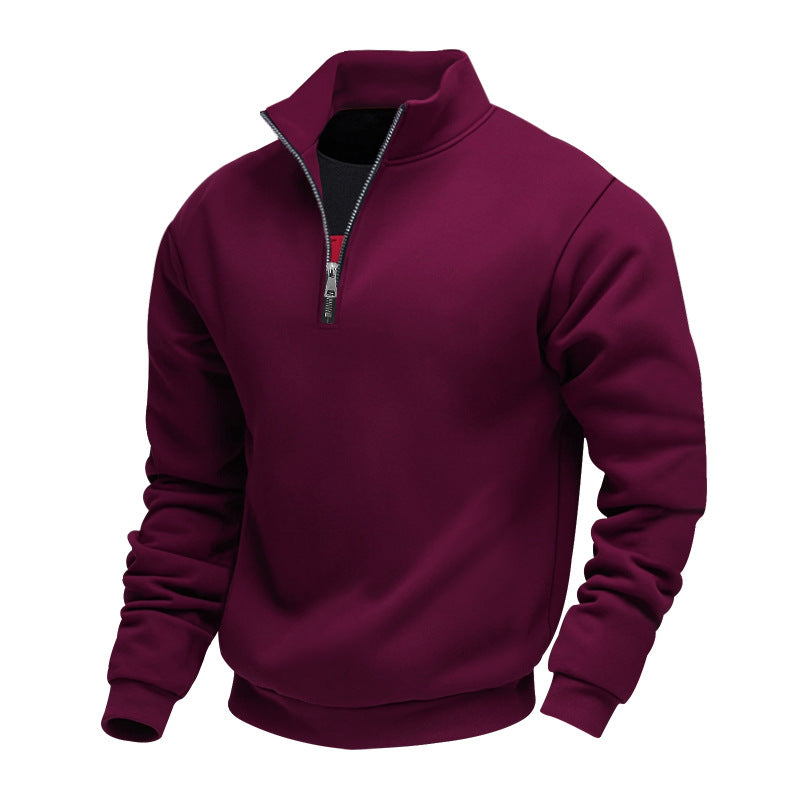 Herren leichter Fleecepullover mit Stehkragen und halblangem Reißverschluss Drune
