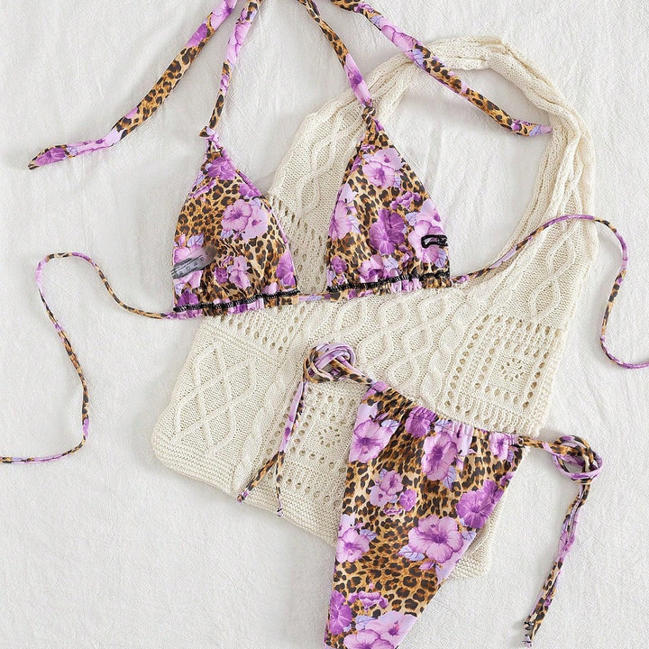 Damen Triangel-Bikini-Set mit raffiniertem Häkeloberteil Drune