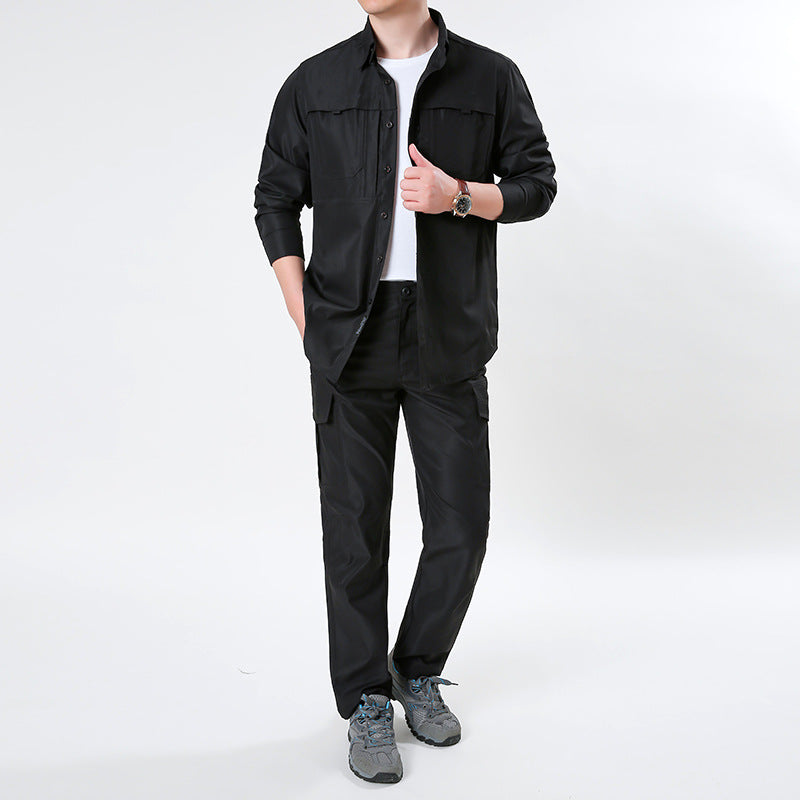 Herren nan leichtes Ripstop-Cargo-Hemd mit passender Cargohose Set für Outdoor und Trekking Drune