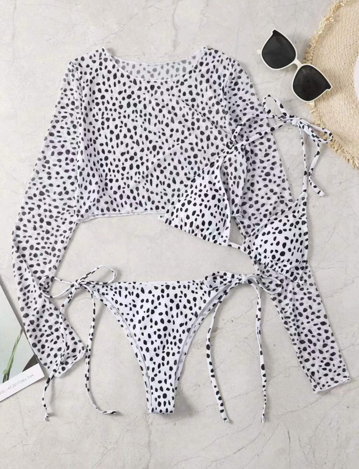 Damen Bikini-Set mit transparenter Langarmbluse Drune
