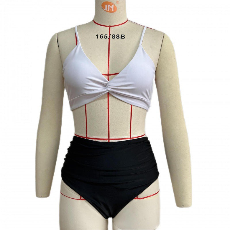 Damen Hochwertiger Bikini mit Knotendetail und hohem Bund Drune