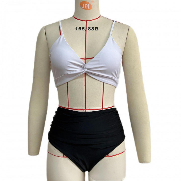 Damen Hochwertiger Bikini mit Knotendetail und hohem Bund Drune
