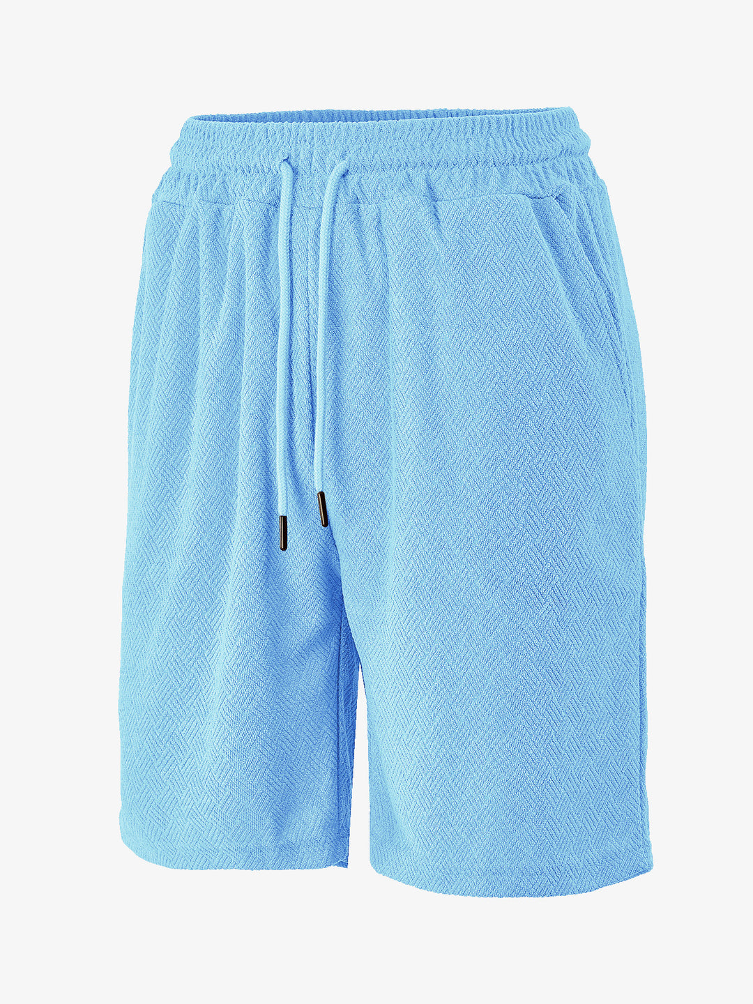 Herren nan Frottee-Shorts mit Fischgrätstruktur, elastischem Kordelbund und Seitentaschen Drune