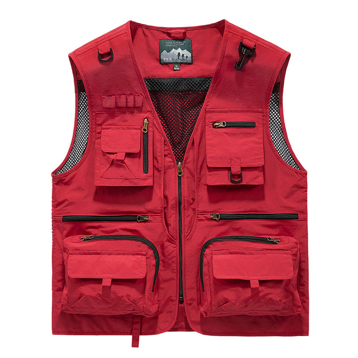 Herren nan multifunktionale Outdoor-Taktikweste mit zahlreichen Taschen und Netzbesatz Drune