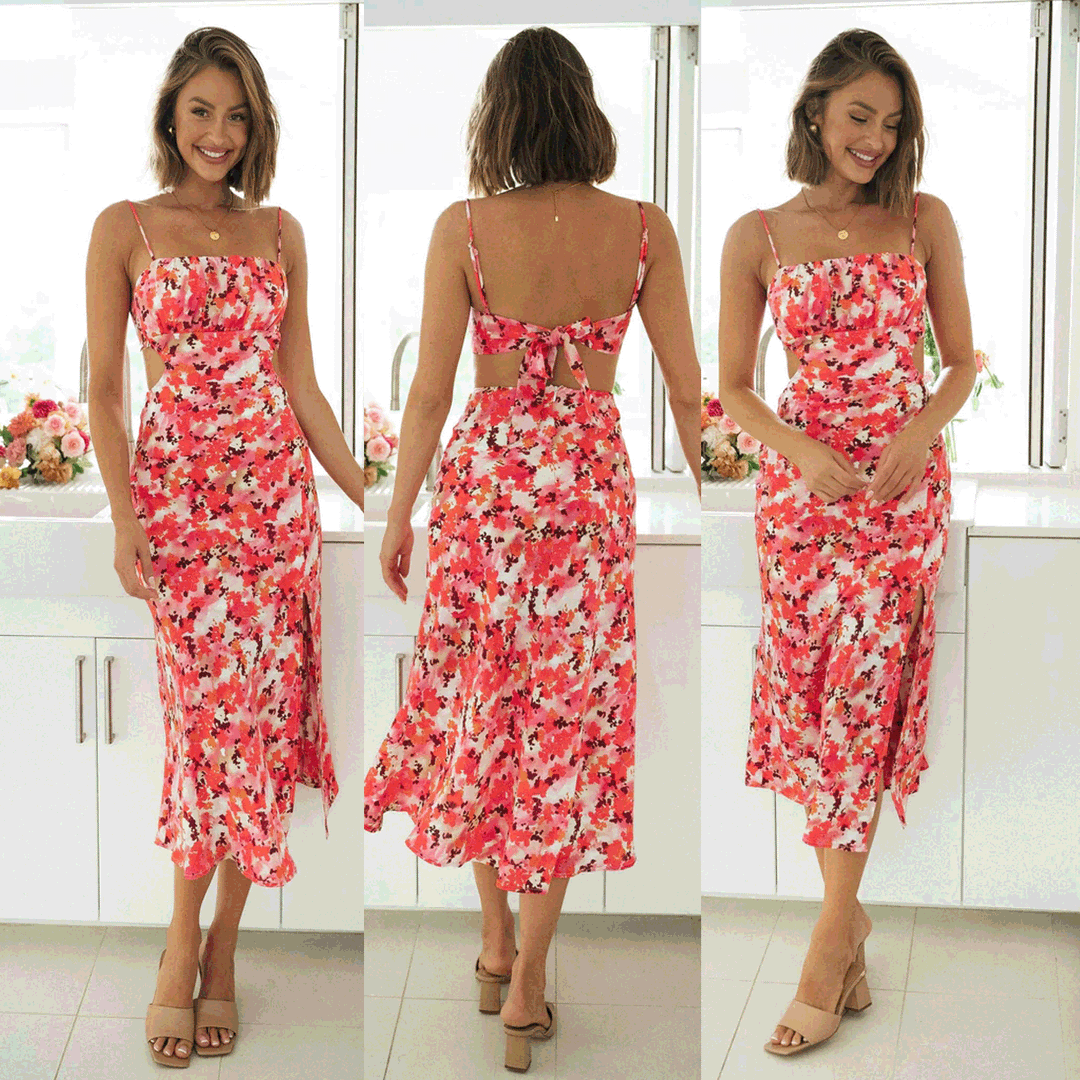 Damen Midi-Kleid mit elegantem Schlitz und figurbetontem Schnitt Drune