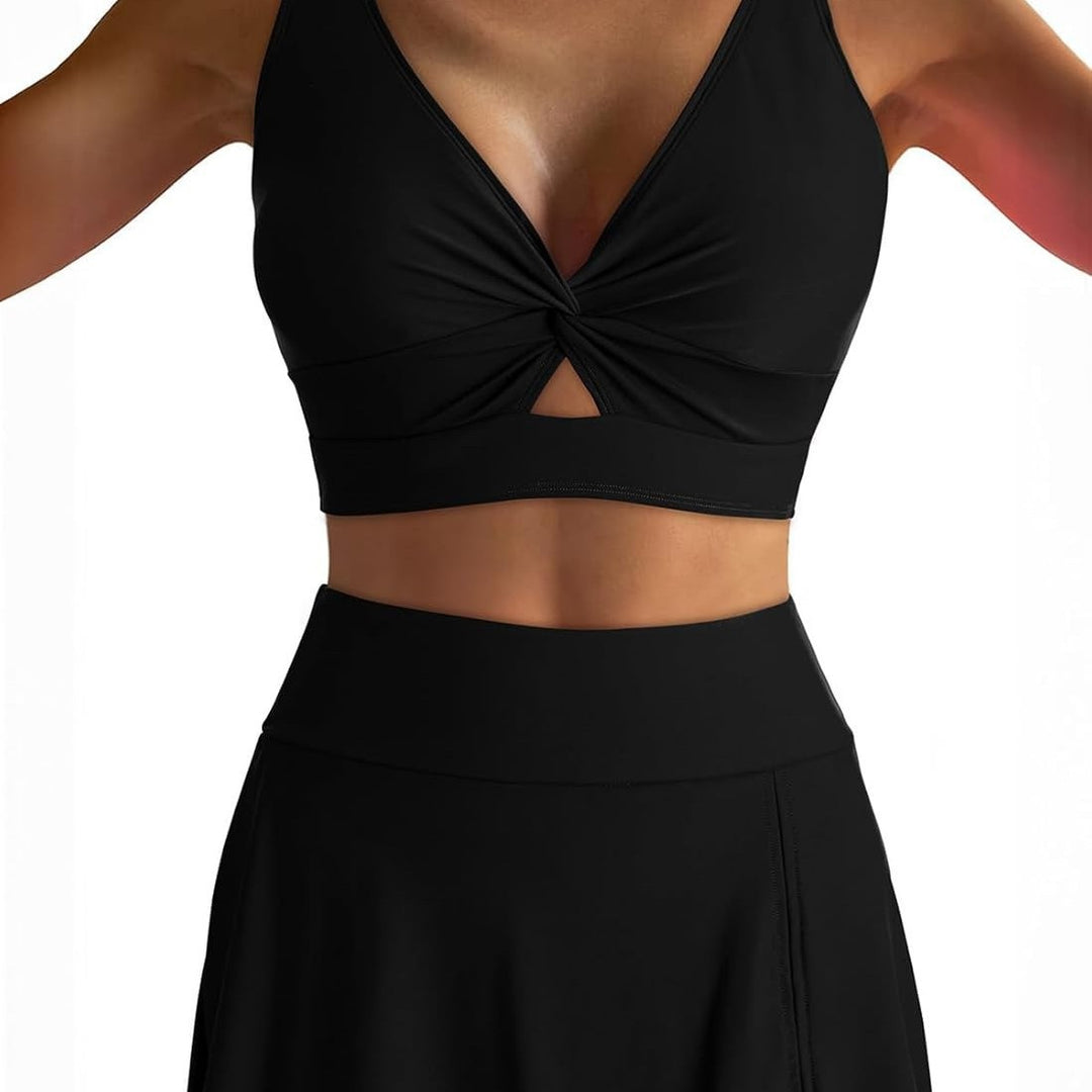 Damen Sportliches Bikini-Set mit modischem Wickeltop und schickem Rock Drune