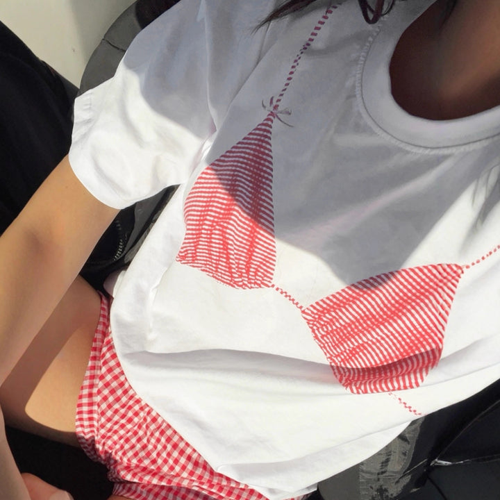 Damen oversized Shirt mit kreativem Grafikdruck Drune