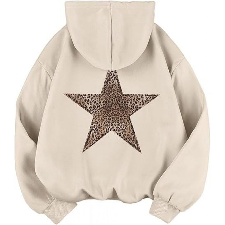 Damen Kapuzensweater mit stylish Leopardstern-Design und entspannter Passform Drune