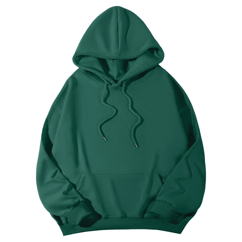 Unisex Oversize-Fleece-Hoodie mit tiefer Schulter, Kängurutasche und breitem Rippbund Drune