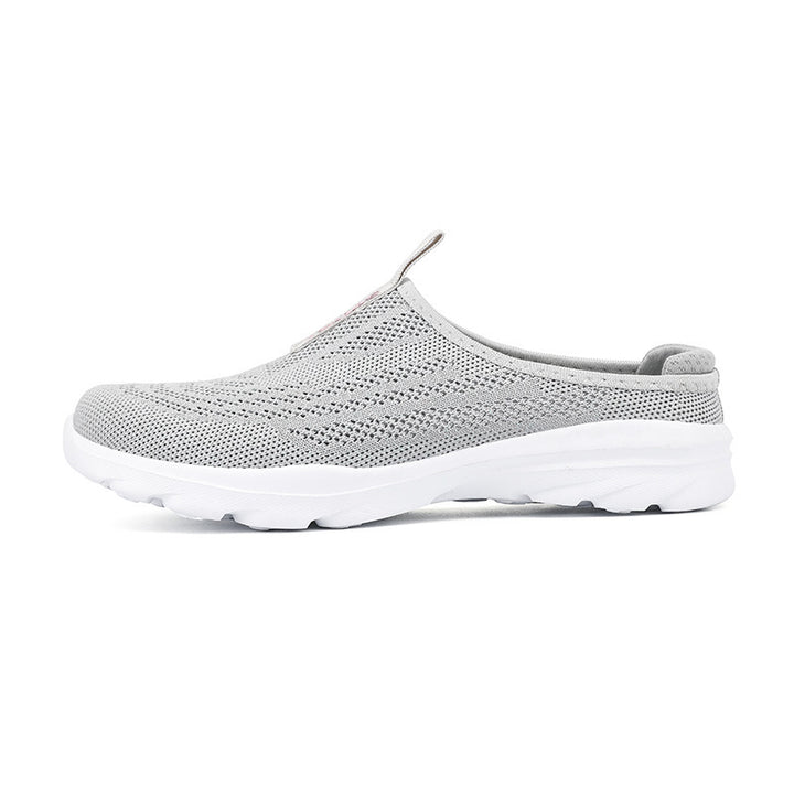 Damen nan gestrickter Mule-Sneaker mit offenem Fersenkragen, elastischem Einstieg und gepolsterter Laufsohle Drune