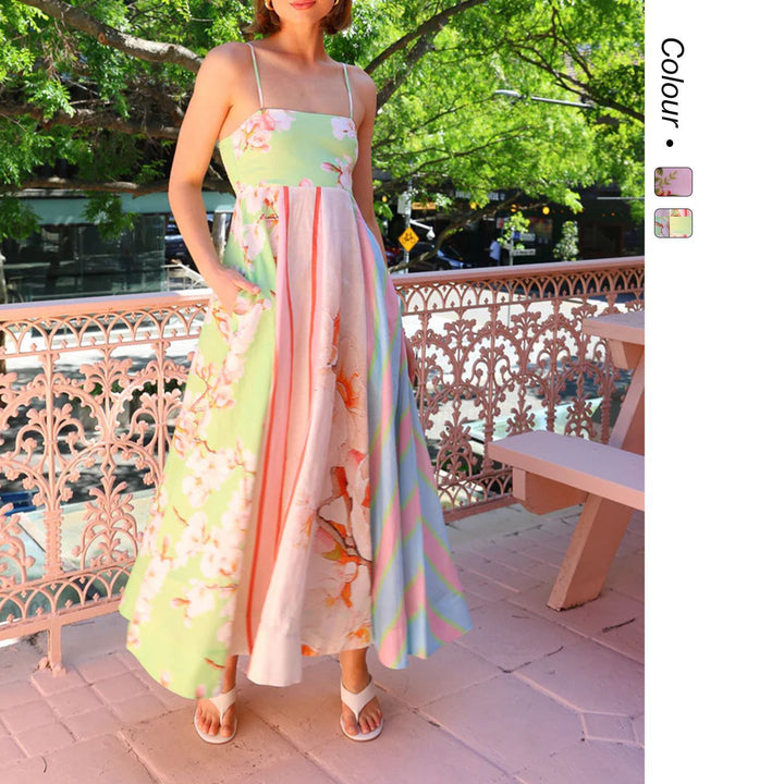 Damen Maxikleid mit floralem Design und verstellbaren Trägern Drune