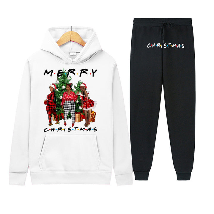 Damen Weihnachts Hoodie und Jogginghose Set mit festlichem Grafikdesign Drune