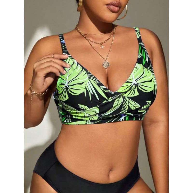 Damen Bikini-Top mit tiefem V-Ausschnitt und floralem Design Drune