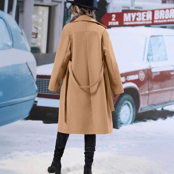 Damen eleganter Oversized-Mantel mit doppelter Knopfleiste und schickem Gürtel Drune