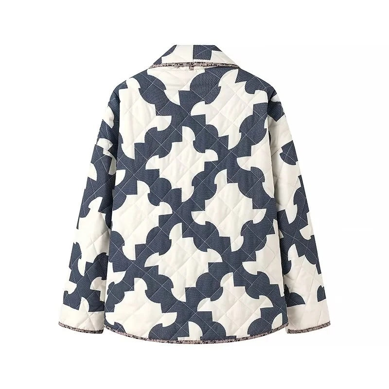 Damen Steppjacke mit modernen geometrischen Mustern und leichtem Material Drune