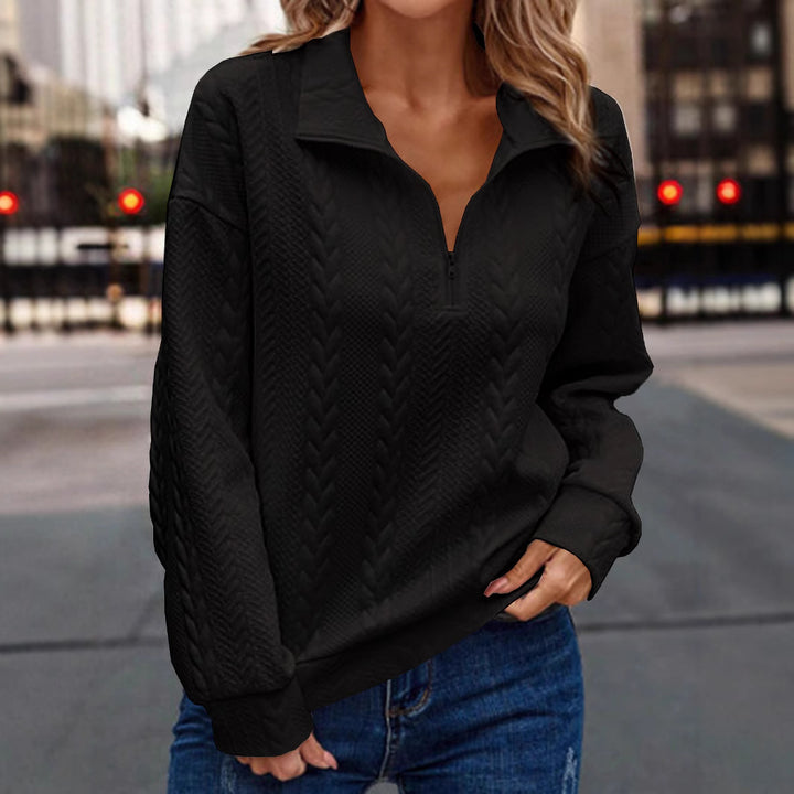 Damen Strickpullover mit hohem Kragen und Reißverschluss Drune