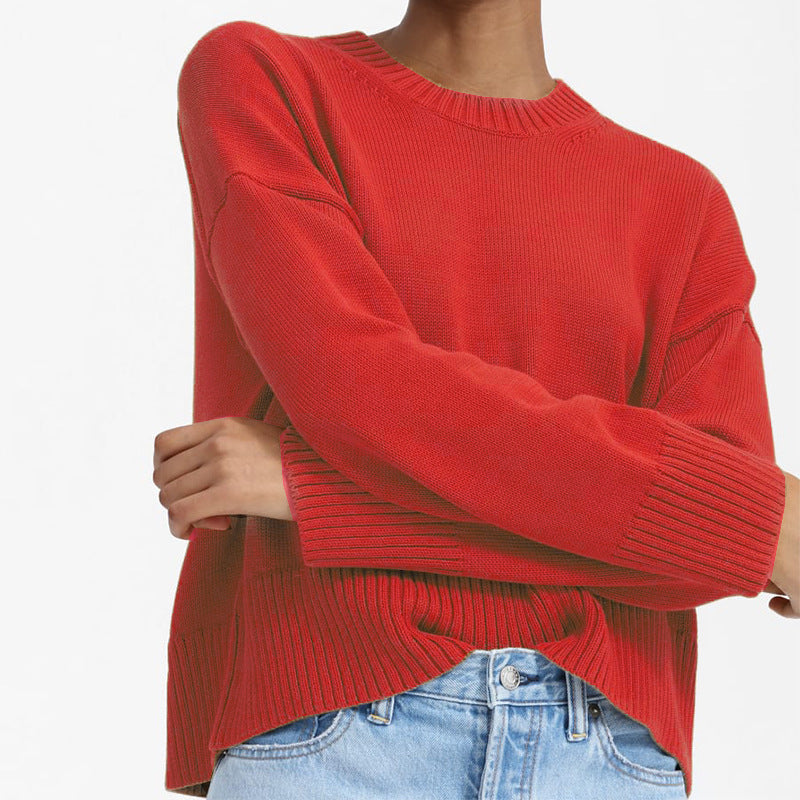 Damen Grobstrick Pullover mit weitem Schnitt und lässigem Design Drune