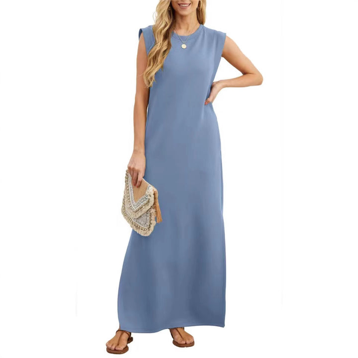Damen elegantes Maxikleid mit schlichter Silhouette und lässigen Ärmeln Drune