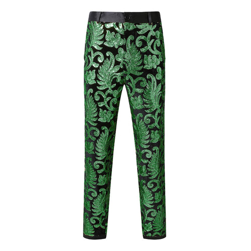Herren elegante Pailletten-Hosen mit floralem Muster Drune