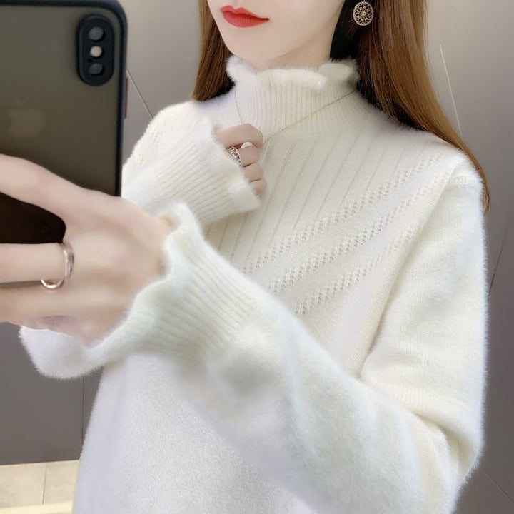 Damen Kuscheliger Rollkragenpullover mit strukturiertem Design Drune