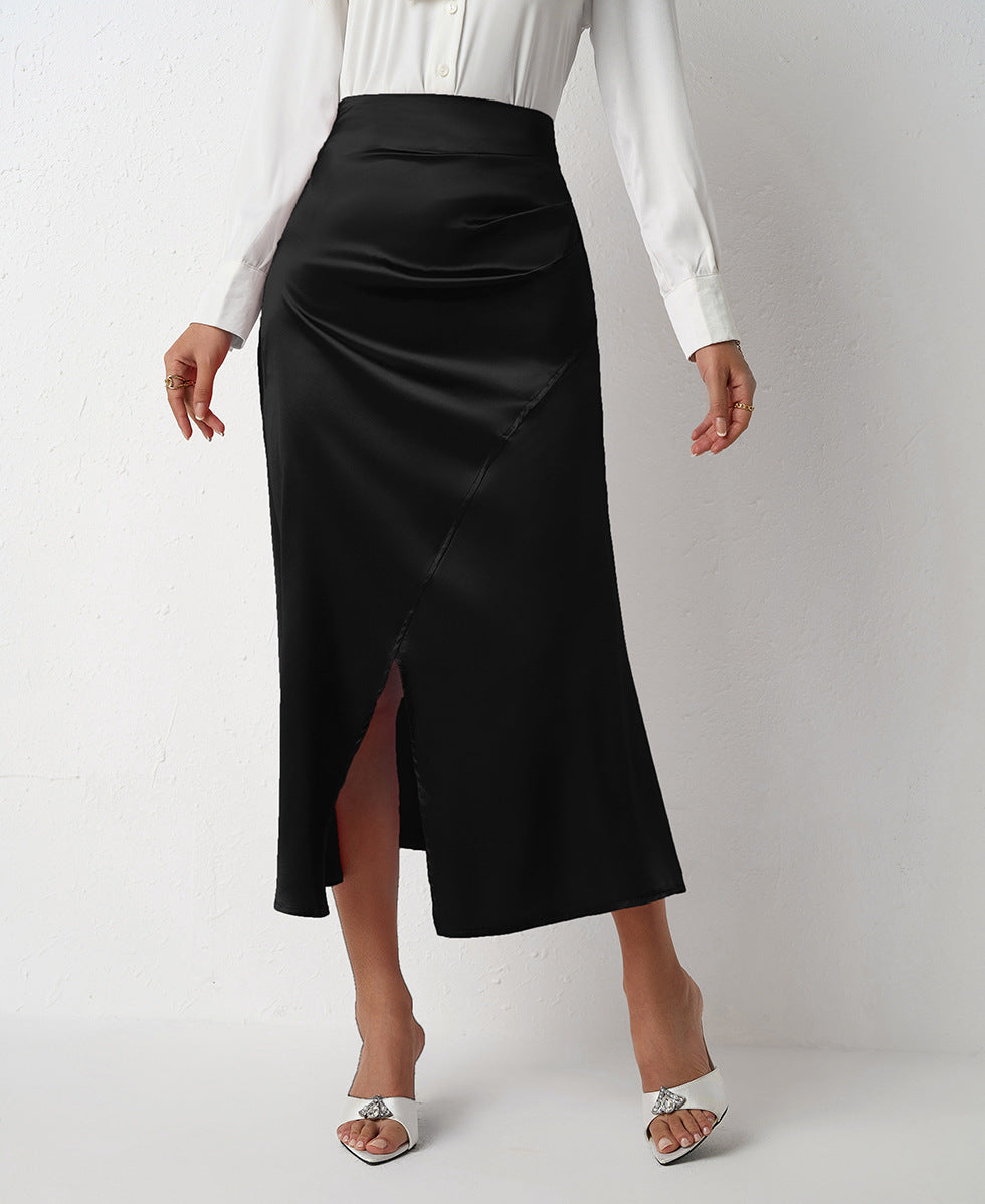 Damen Eleganter Schnitt Maxirock mit hohem Schlitz Drune