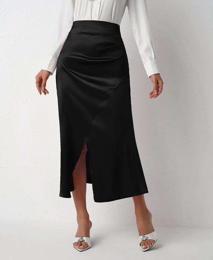 Damen Eleganter Schnitt Maxirock mit hohem Schlitz Drune