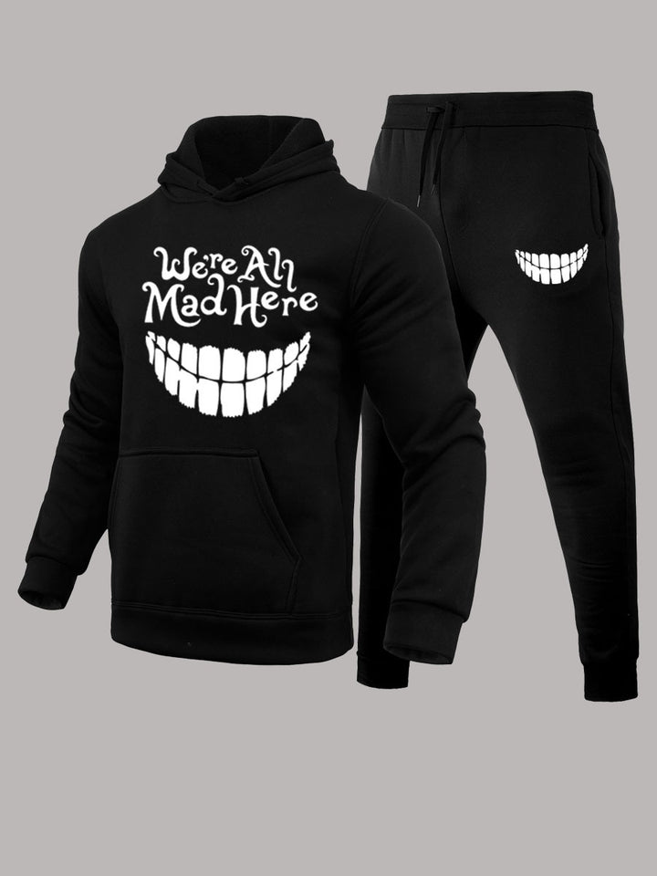 Damen Hoodie- und Jogginghose-Set mit kreativem Grafikdruck Drune