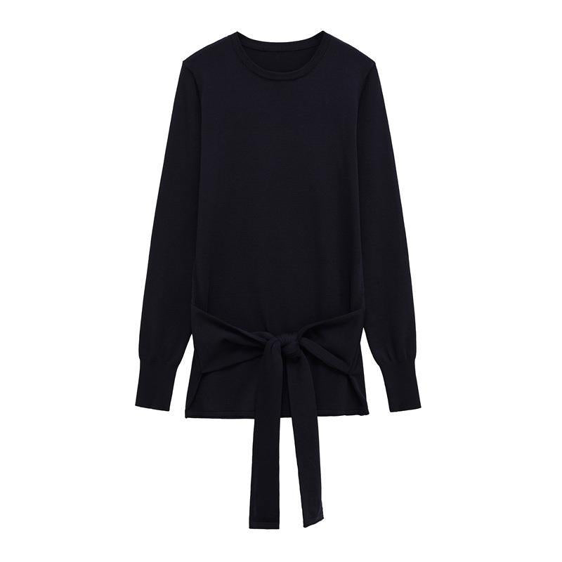 Damen Strickpullover mit raffiniertem Gürtel und elegantem Schnitt Drune